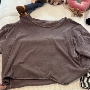 Free People Brown Boxy Crop T-Shirt